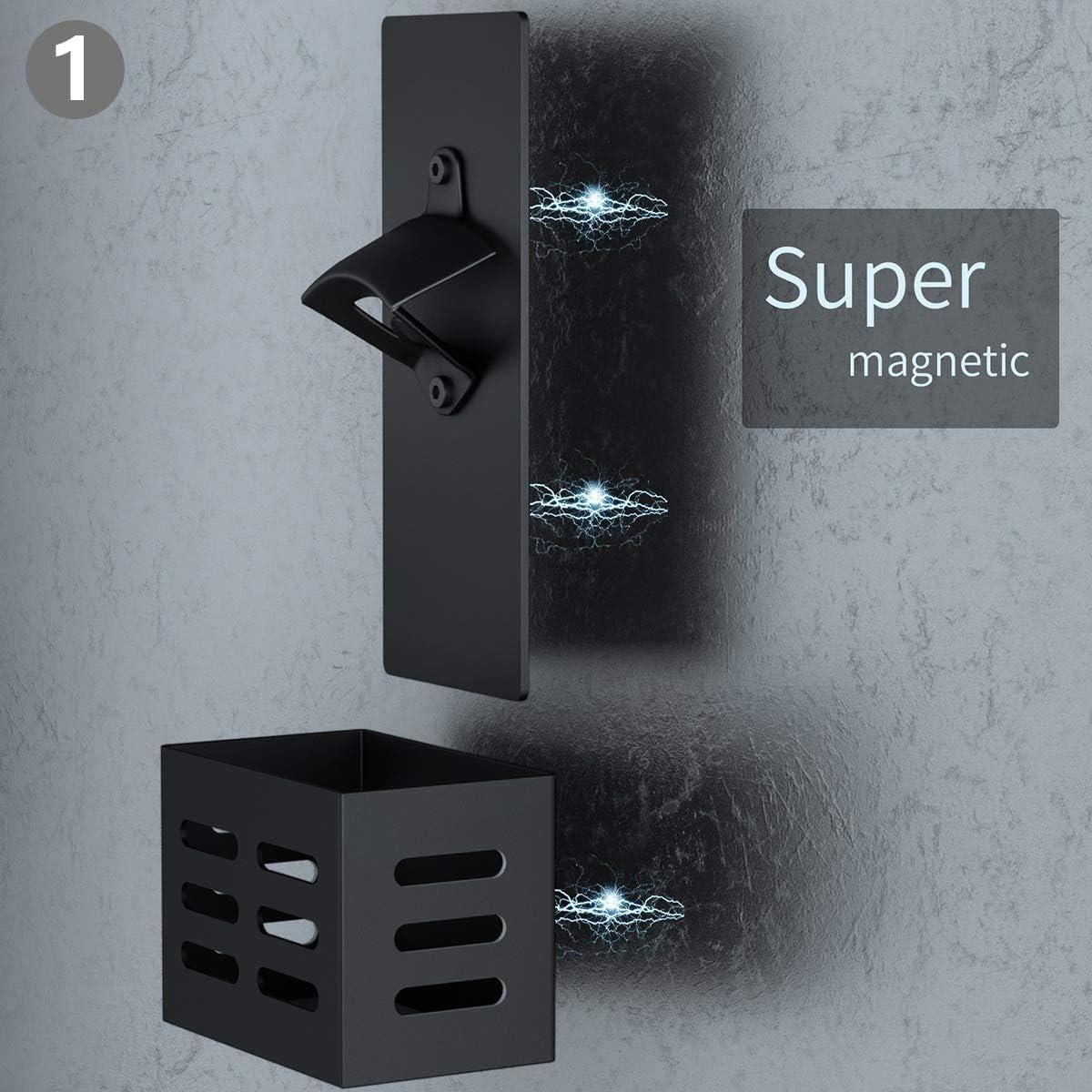 Abrebotellas Magnético Weallbuy con Recogedor de Tapas Negro