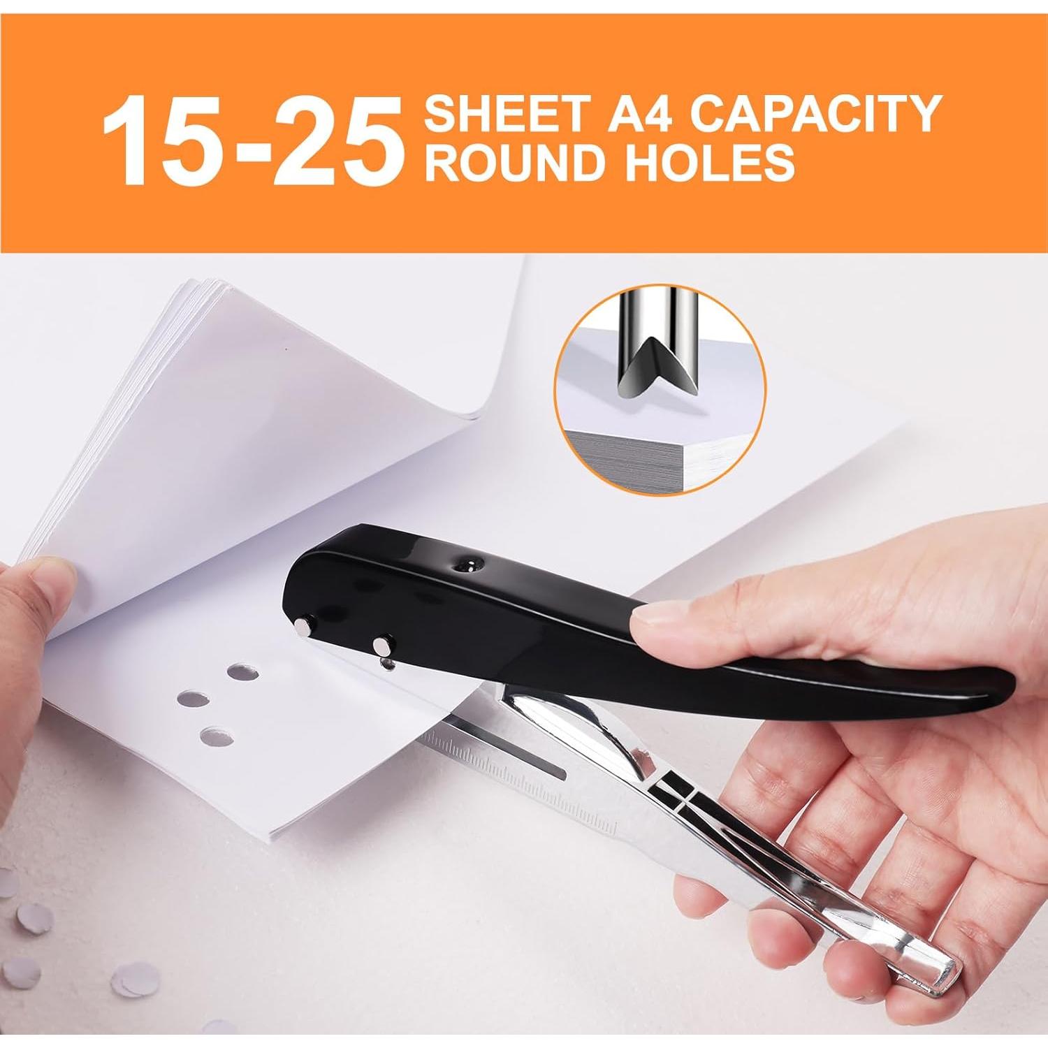 Perforadora de un solo agujero HNONPW 6mm Negra para 25 hojas