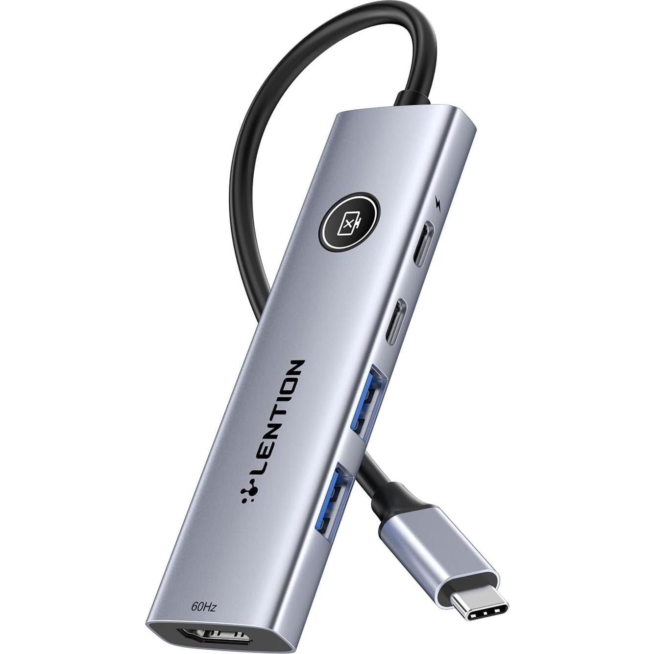 Lention Hub USB C 5-en-1 con HDMI 4K, Carga 100W, USB A 3.0