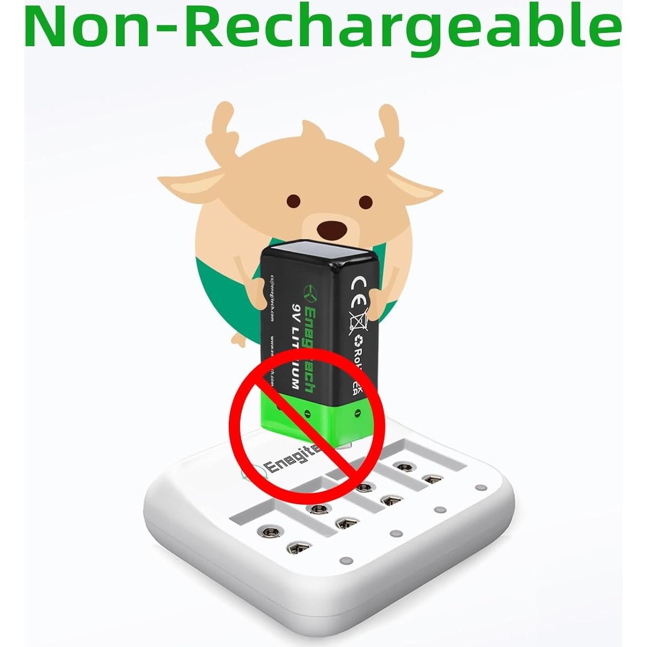 Batería de Litio 9V Enegitech 1200mAh No Recargable - Paquete de 2