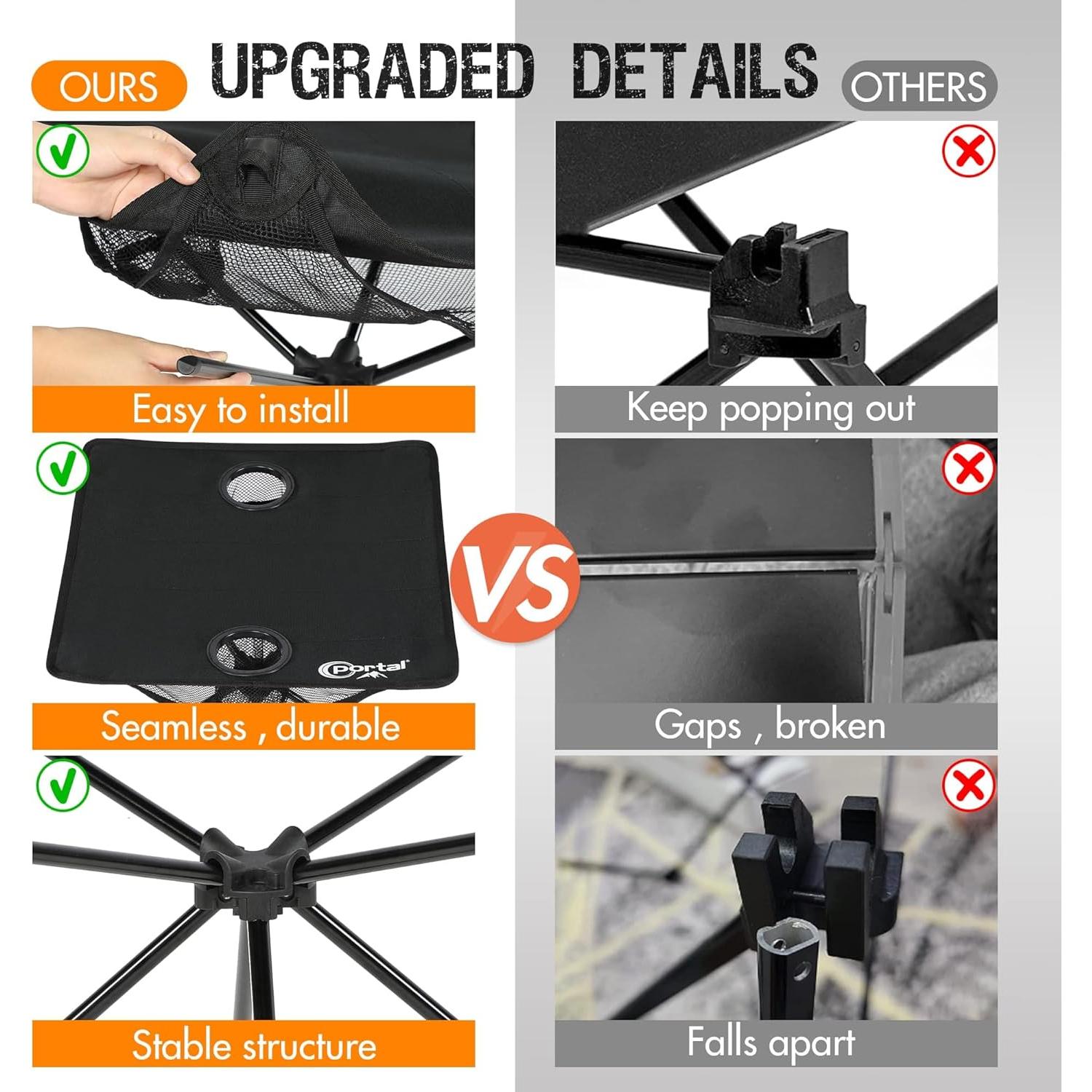 Mesa de Camping PORTAL PRLE-PR-TA-8012 Plegable Negra