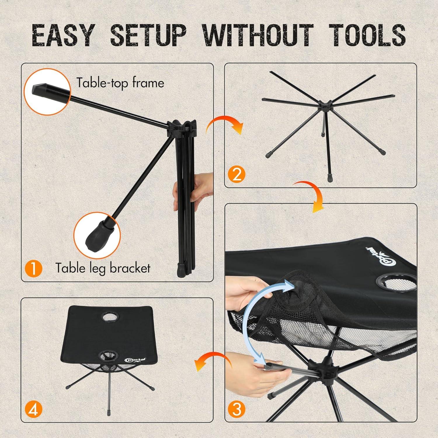 Mesa de Camping PORTAL PRLE-PR-TA-8012 Plegable Negra