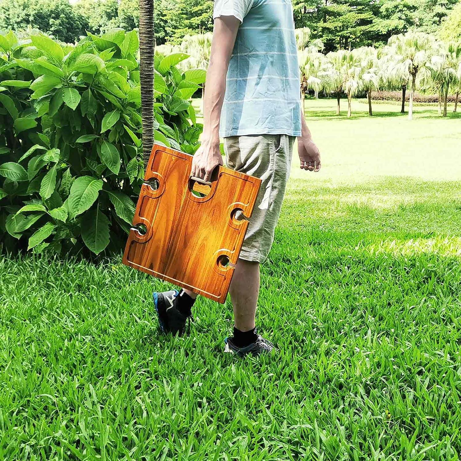 Mesa de Picnic Plegable SASIDO de Acacia para Vino y Snacks