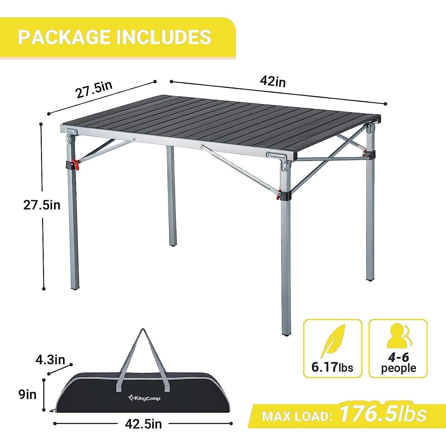 Mesa de Camping Plegable KingCamp 107x70 cm - Ligera y Portátil