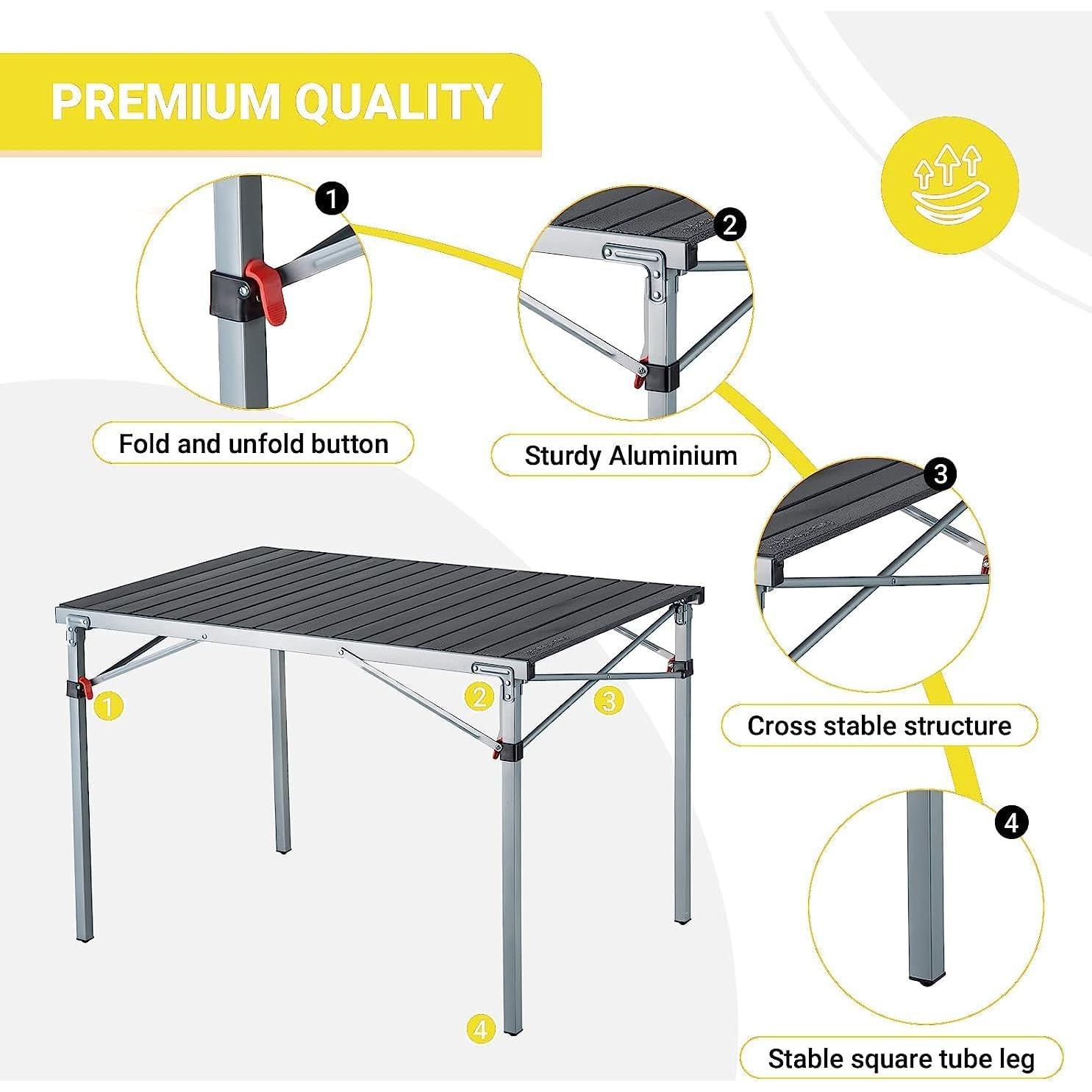 Mesa de Camping Plegable KingCamp 107x70 cm - Ligera y Portátil