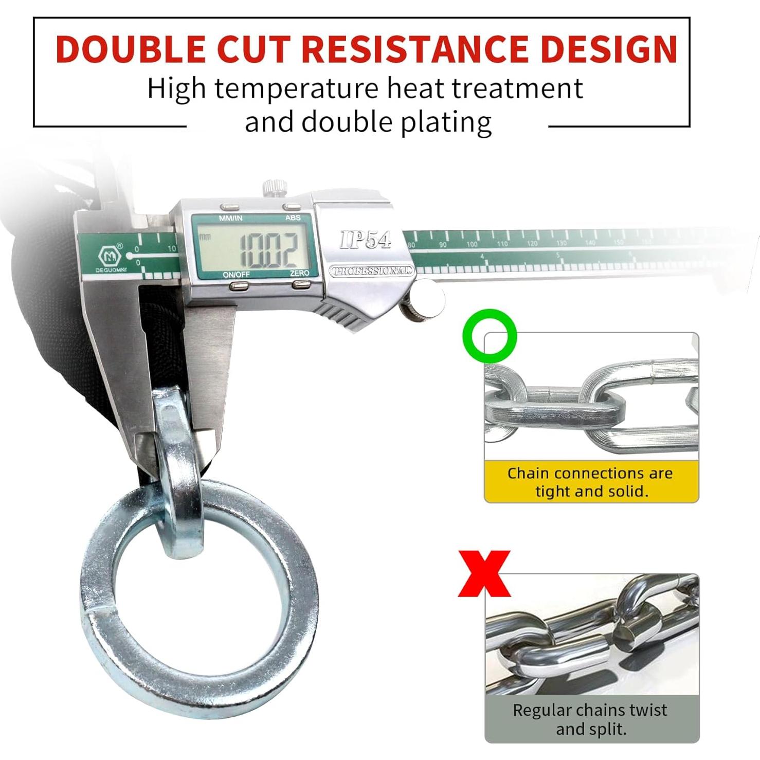 Candado Antirrobo AKM con Cadena de 90cm y 10mm de Grosor