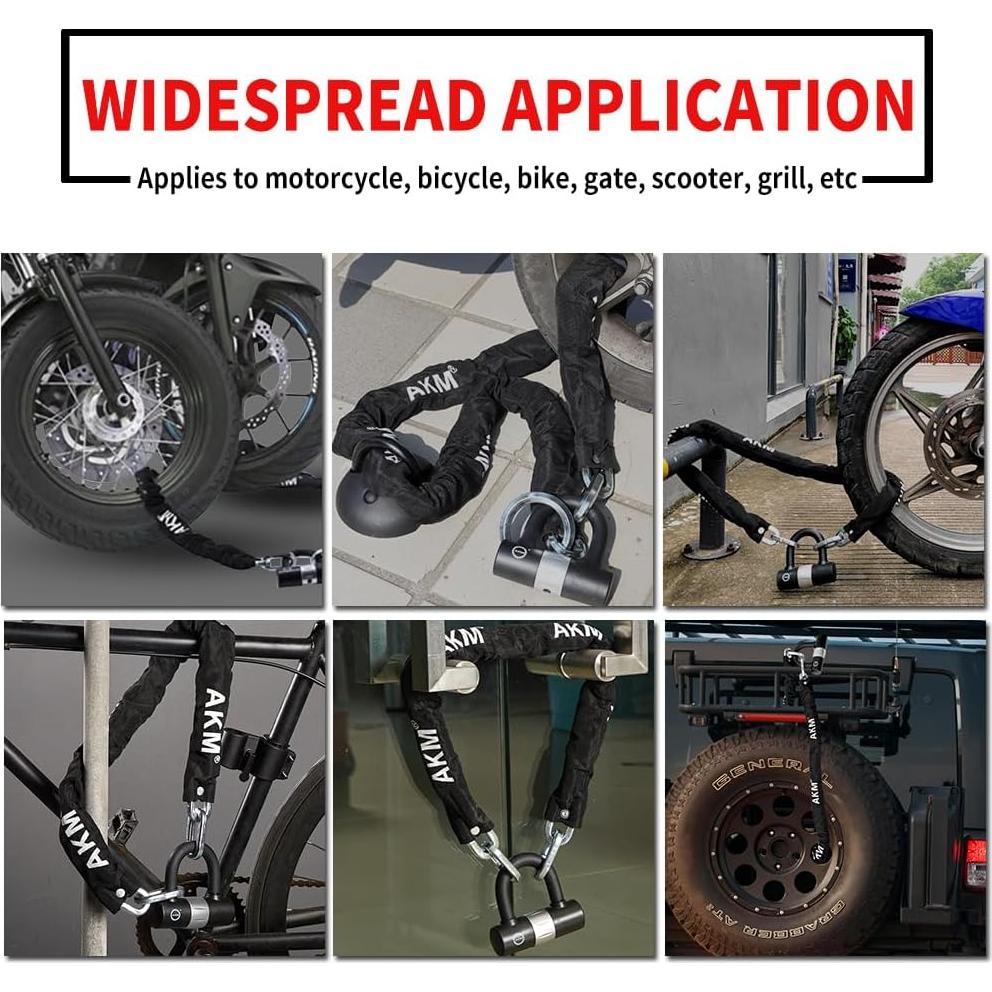 Candado Antirrobo AKM con Cadena de 90cm y 10mm de Grosor