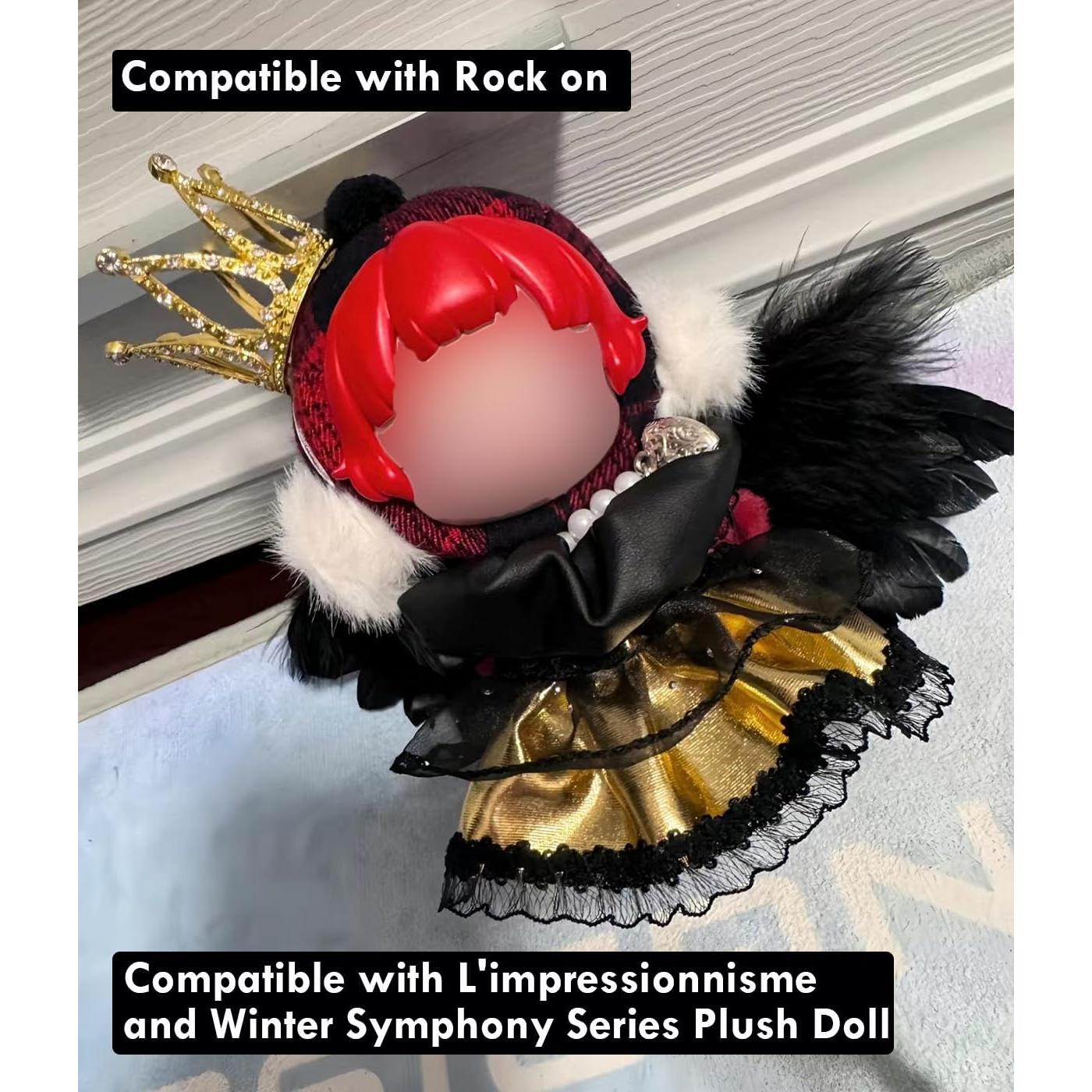 Conjunto Ropa para Muñeca Skull Panda 15-17cm Vestido Dorado