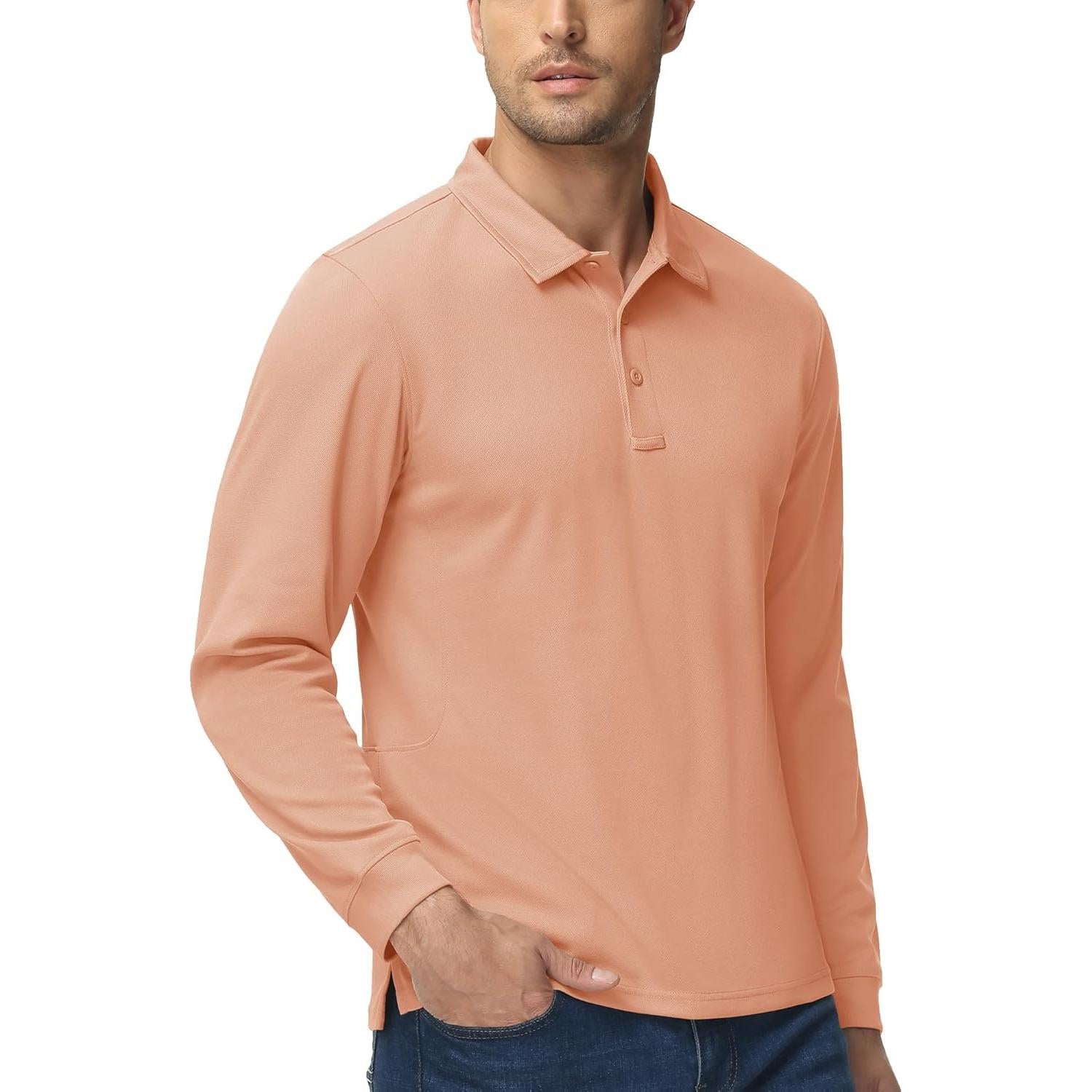 Camiseta Polo Hombre Magcomsen 3 Botones Manga Larga Secado Rápido