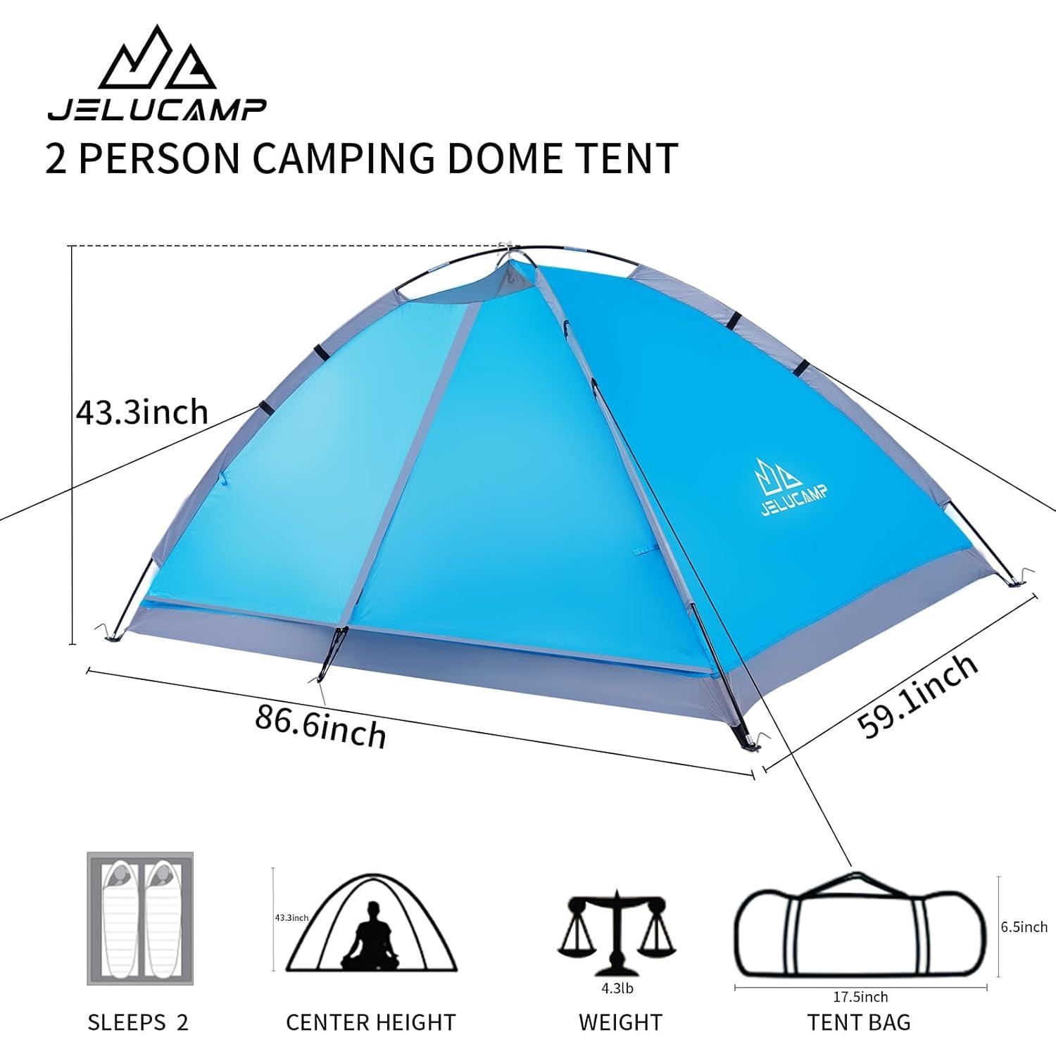 Tienda de Camping JELUCAMP Domo 2 Personas Impermeable