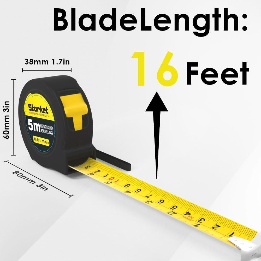 Cinta Métrica Retráctil 5m STARKET Acero Inoxidable Precisa