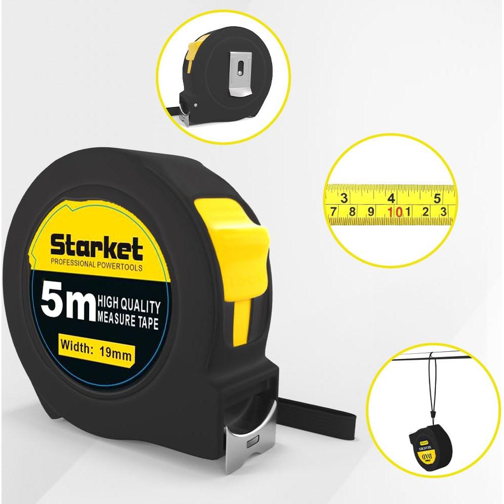 Cinta Métrica Retráctil 5m STARKET Acero Inoxidable Precisa