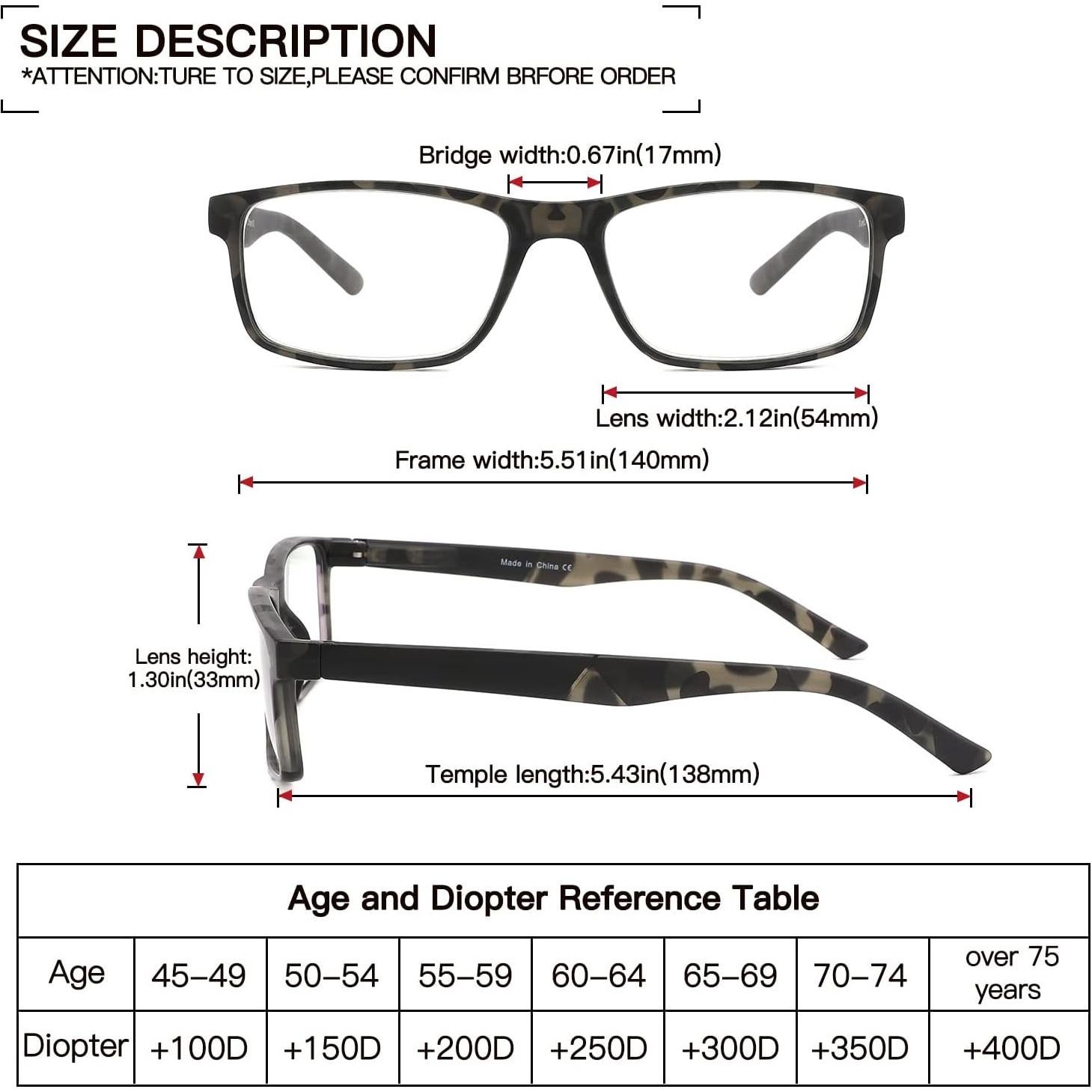 Gafas de lectura bloqueo luz azul 0.75D unisex - 4 colores