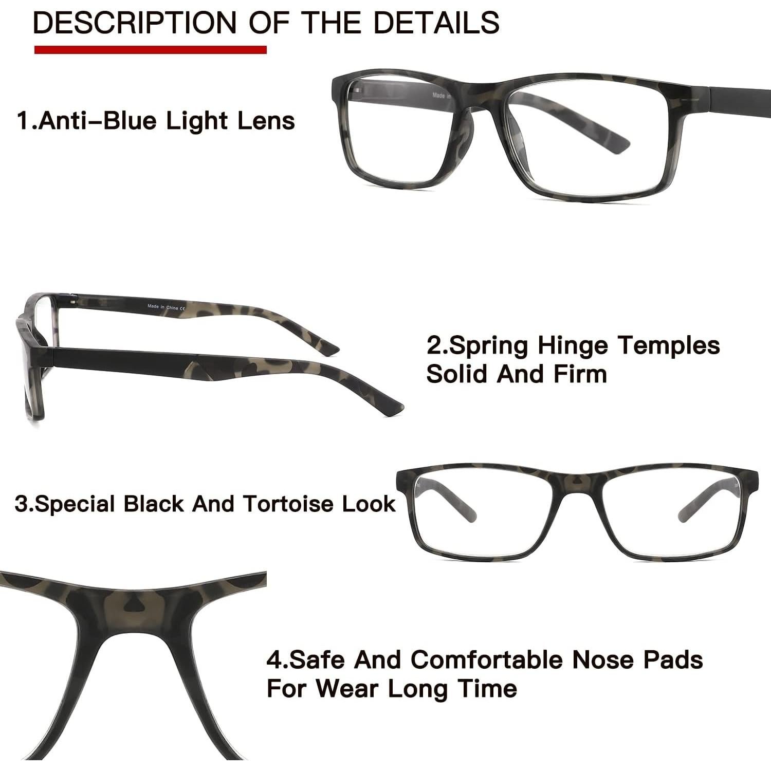 Gafas de lectura bloqueo luz azul 0.75D unisex - 4 colores