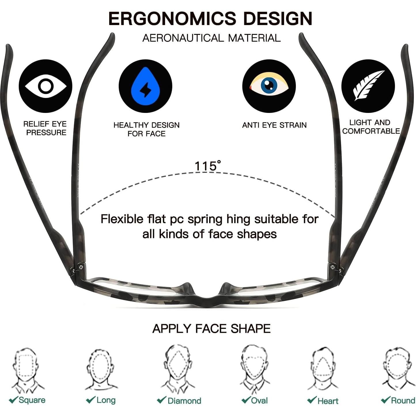 Gafas de lectura bloqueo luz azul 0.75D unisex - 4 colores