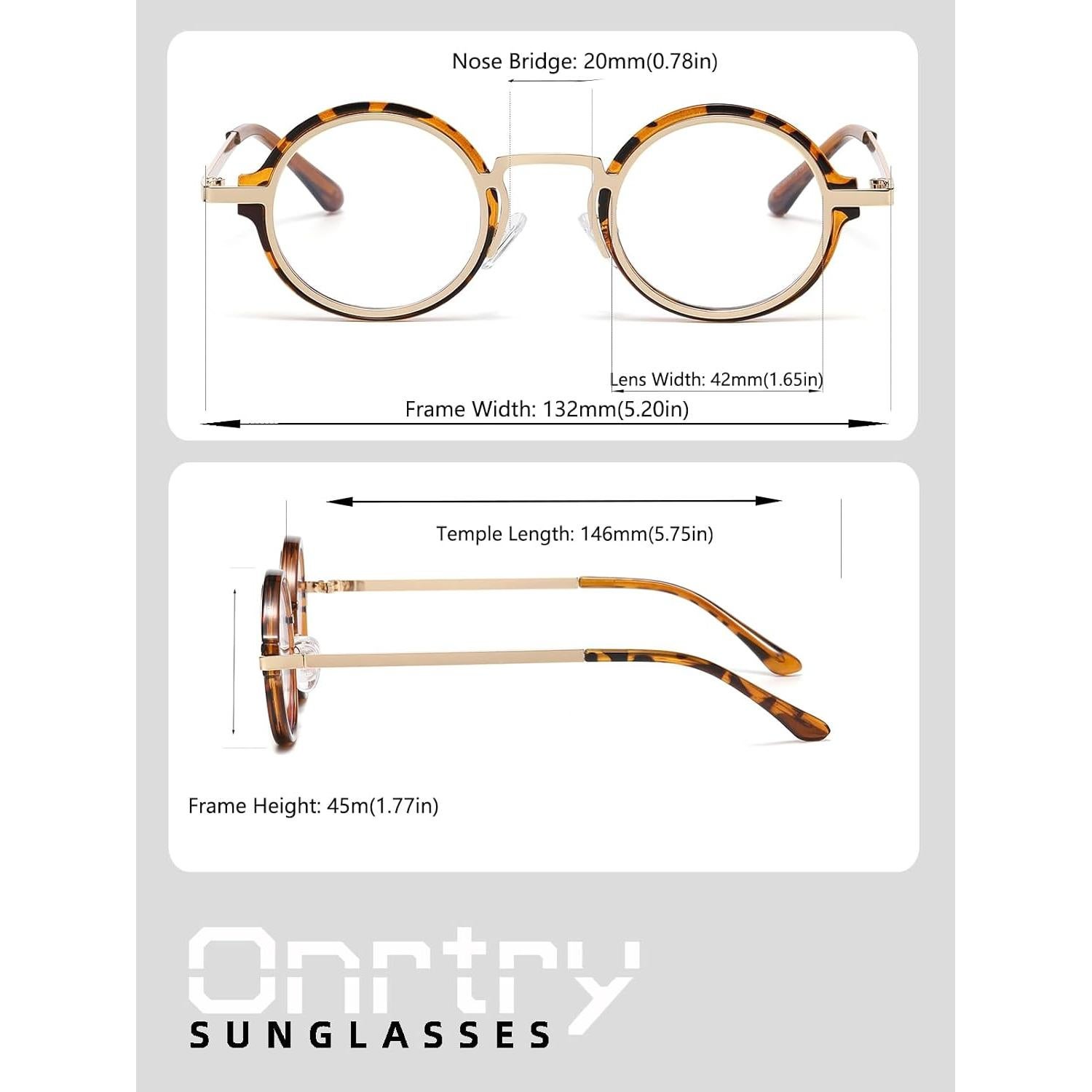 Gafas anti luz azul Onrtry redondas metal unisex 43mm