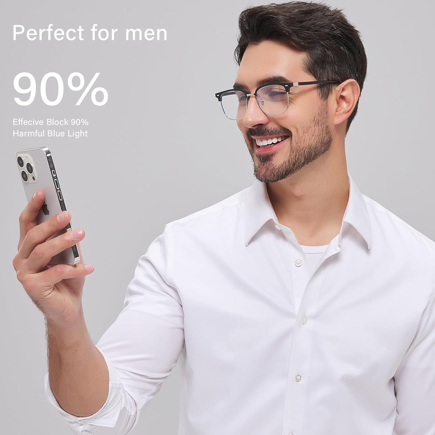 Gafas bloqueadoras de luz azul ANRRI para hombres estilo browline