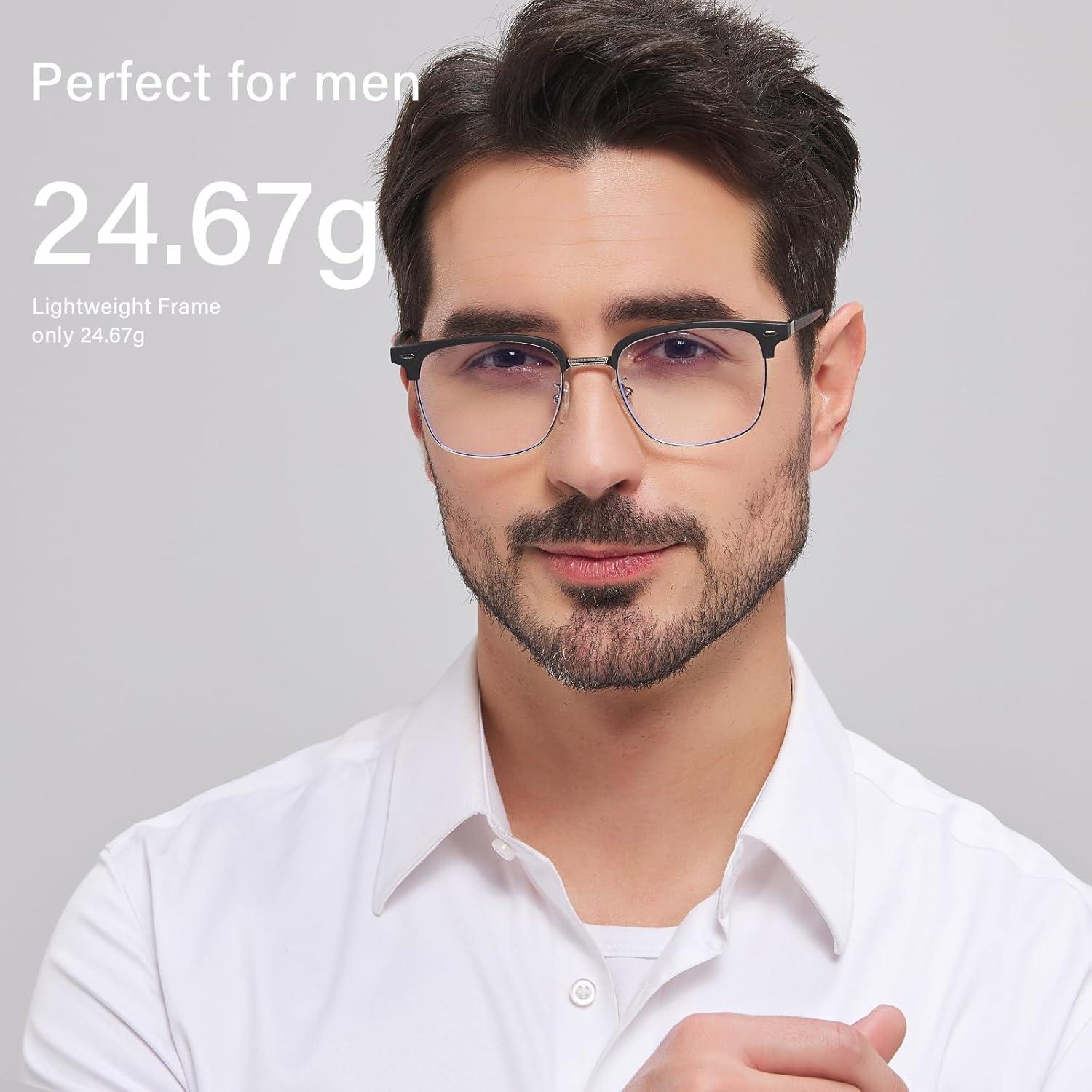 Gafas bloqueadoras de luz azul ANRRI para hombres estilo browline
