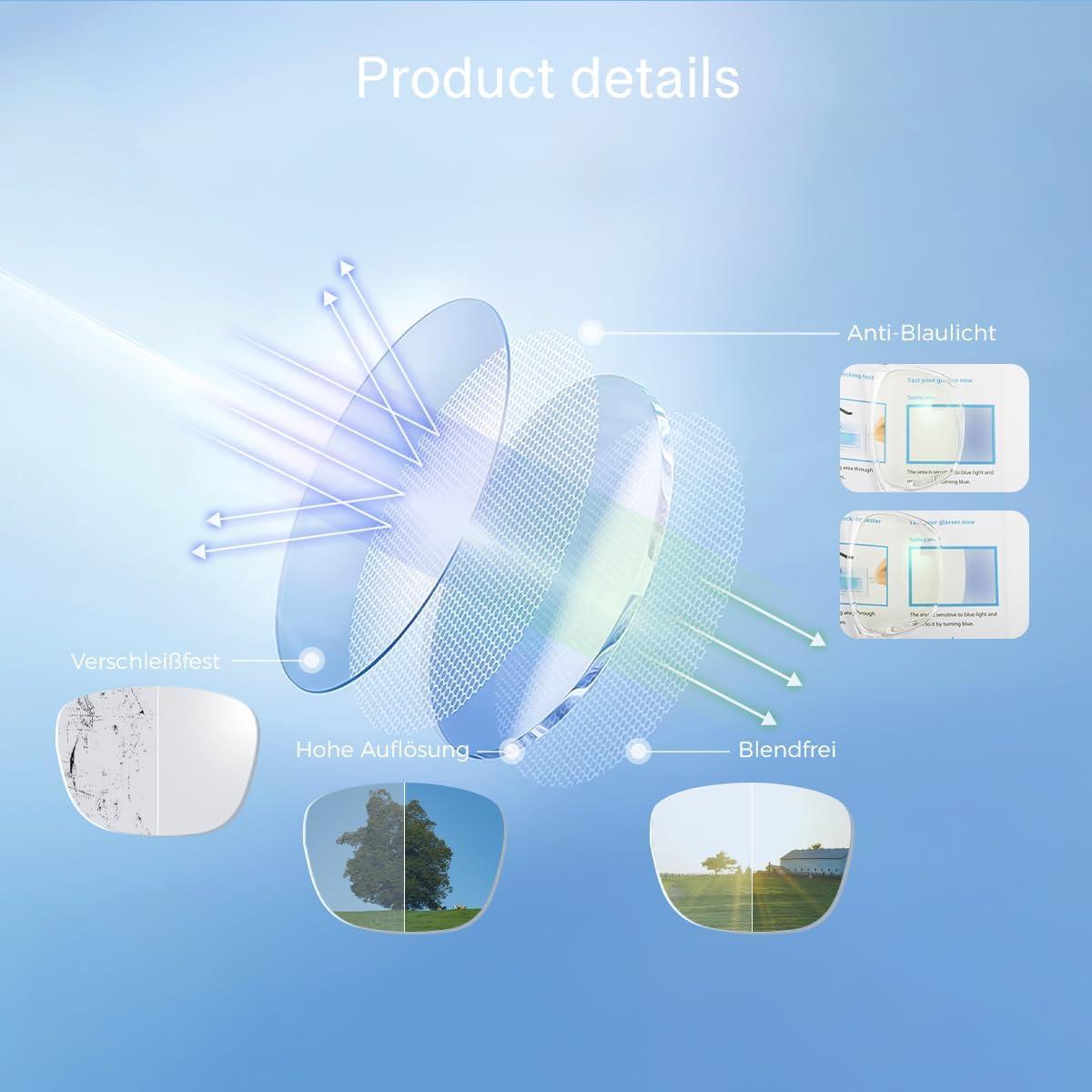 Gafas bloqueadoras de luz azul ANRRI para hombres estilo browline