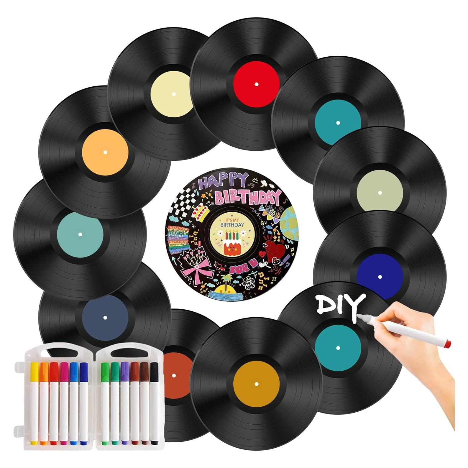 Leptetek 12 Piezas Decoraciones de Discos de Vinilo Vintage