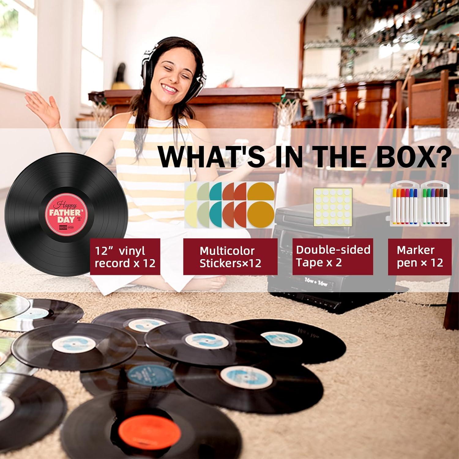 Leptetek 12 Piezas Decoraciones de Discos de Vinilo Vintage