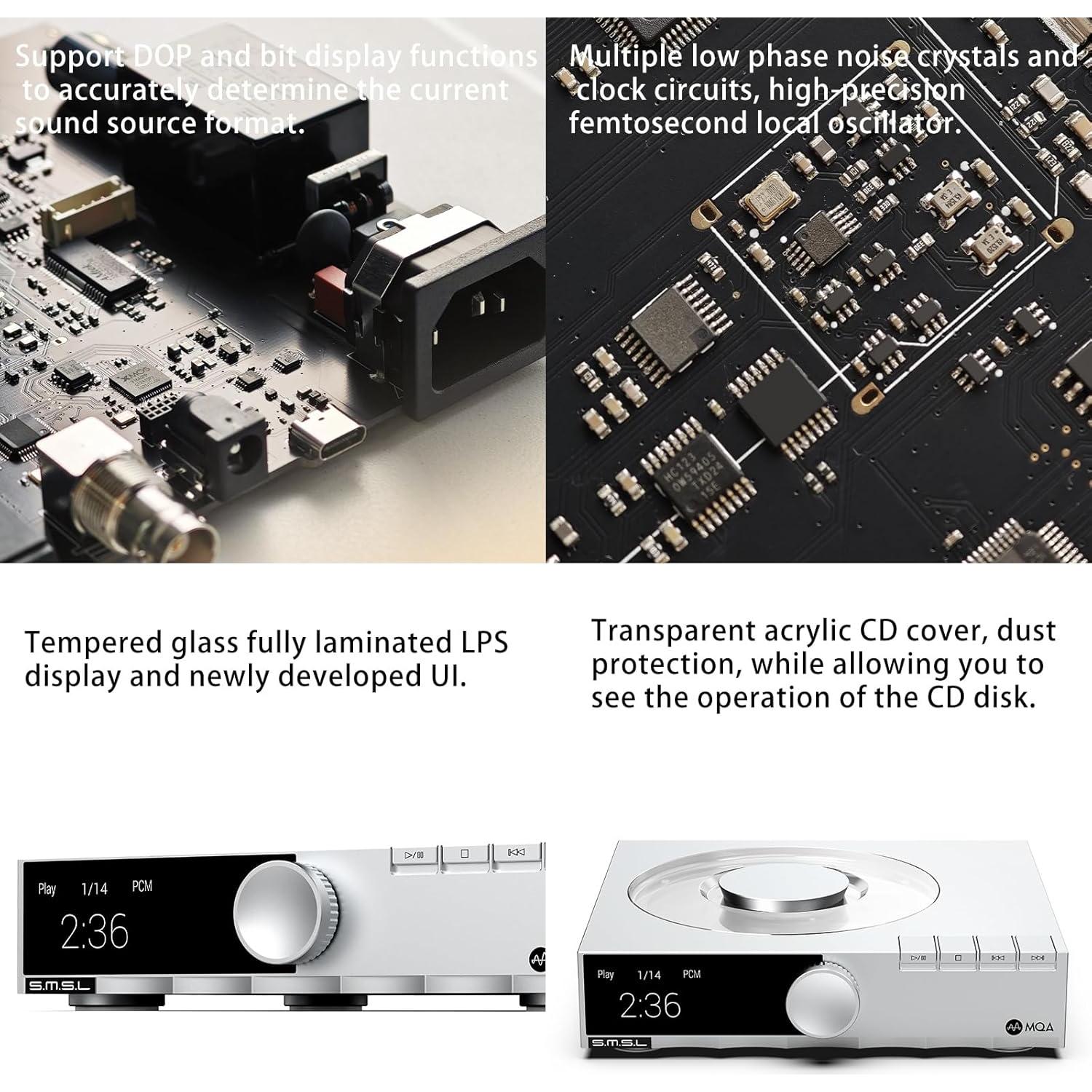Reproductor de CD SMSL PL200T MQA 32bit/768kHz USB Óptico