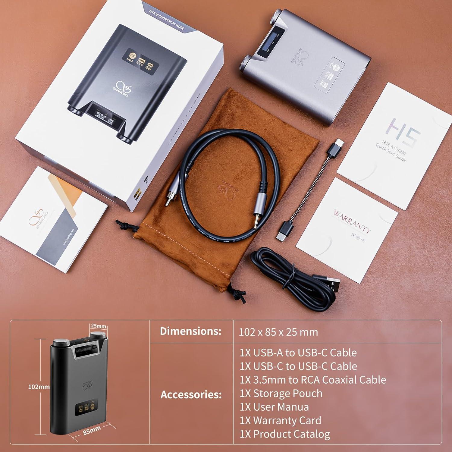 DAC/AMP Portátil SHANLING H5 HiFi Bluetooth 5.0 768kHz