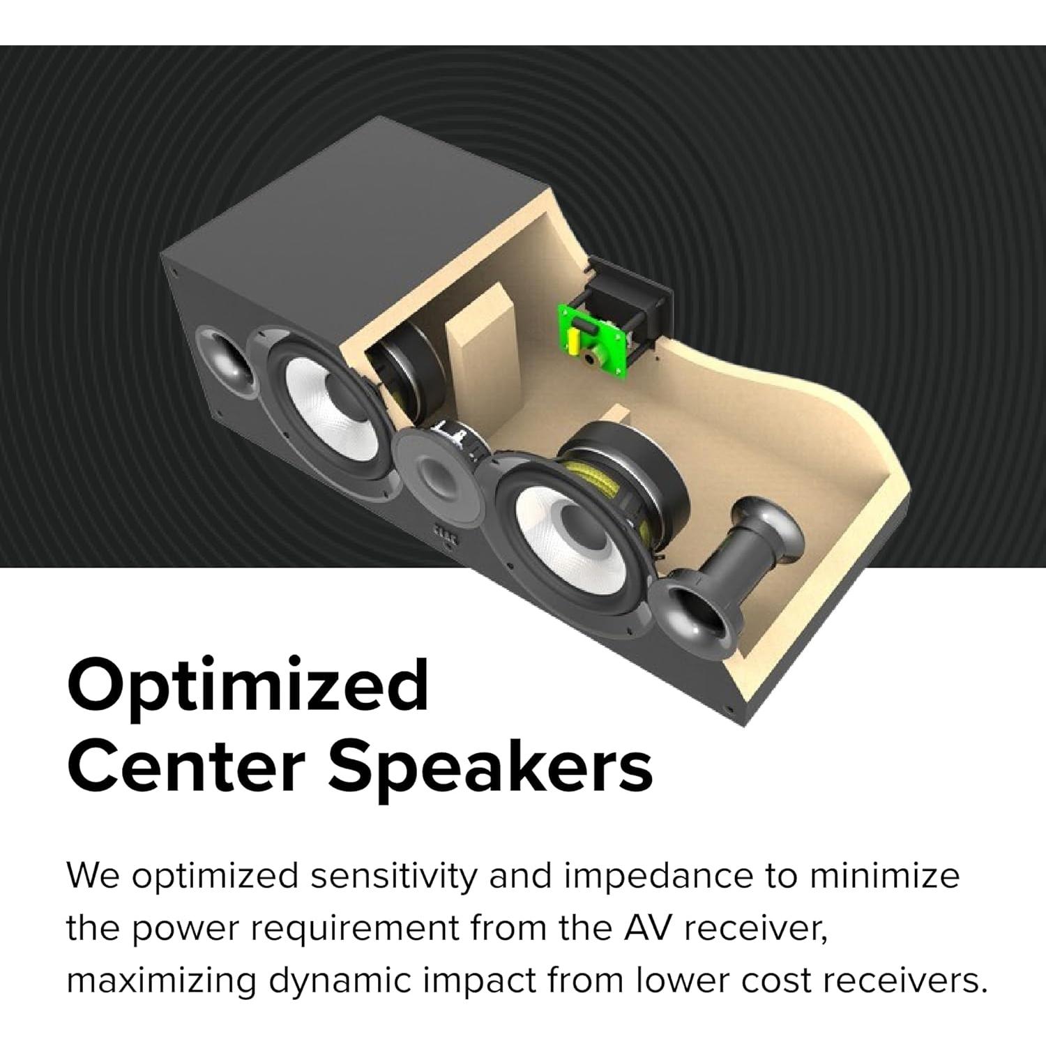 Altavoz Central ELAC Debut 2.0 C5.2 - 8 Ohm, 8.29 kg, Negro