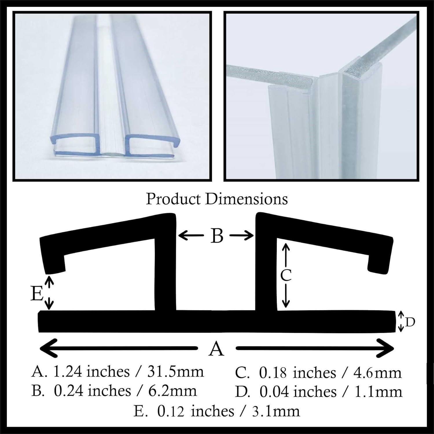 Bisagra de PVC Transparente 10.16cm para Plexiglás - 3 Piezas