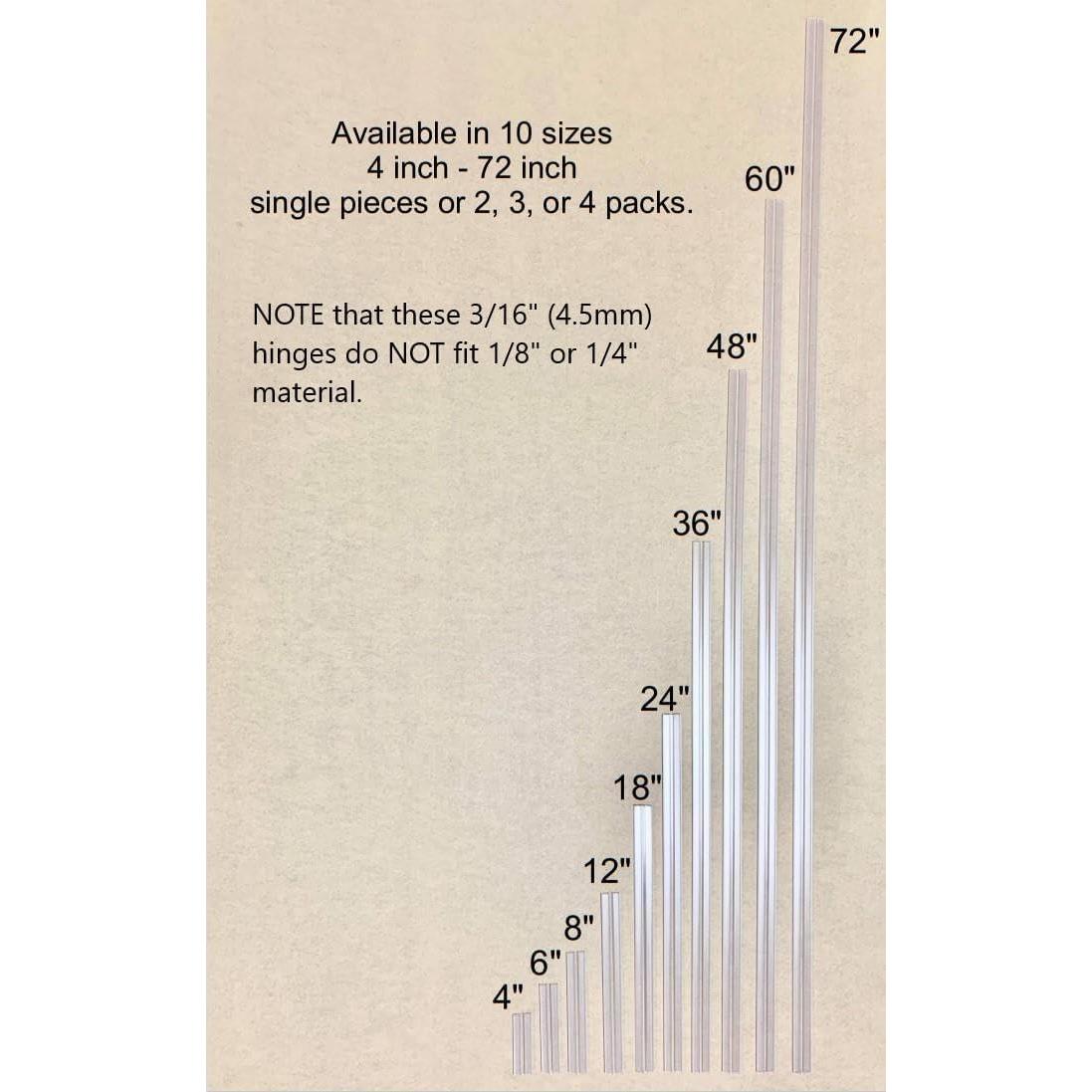 Bisagra de PVC Transparente 10.16cm para Plexiglás - 3 Piezas