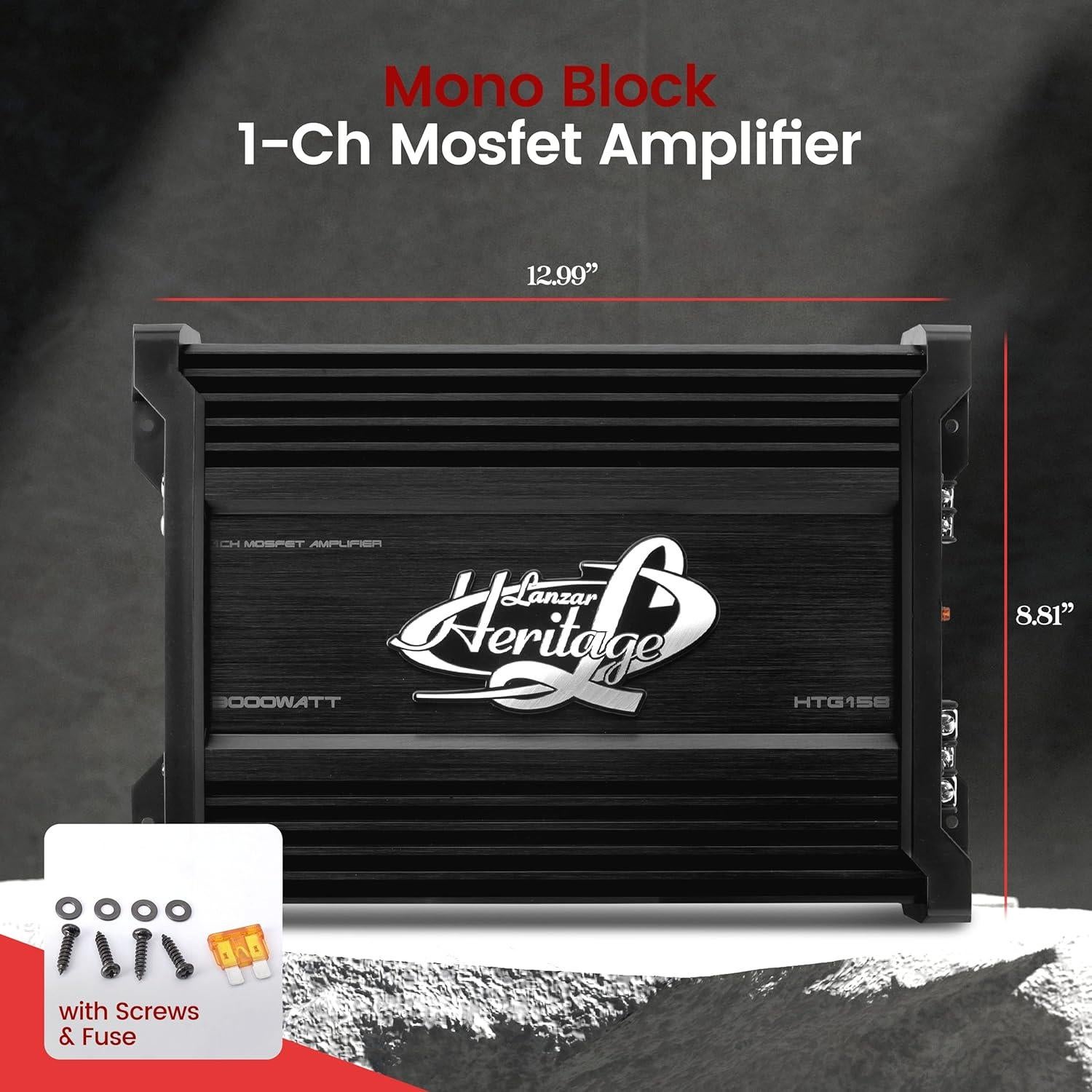 Amplificador Mono-Block Lanzar HTG158 1500W RMS 2 Ohmios