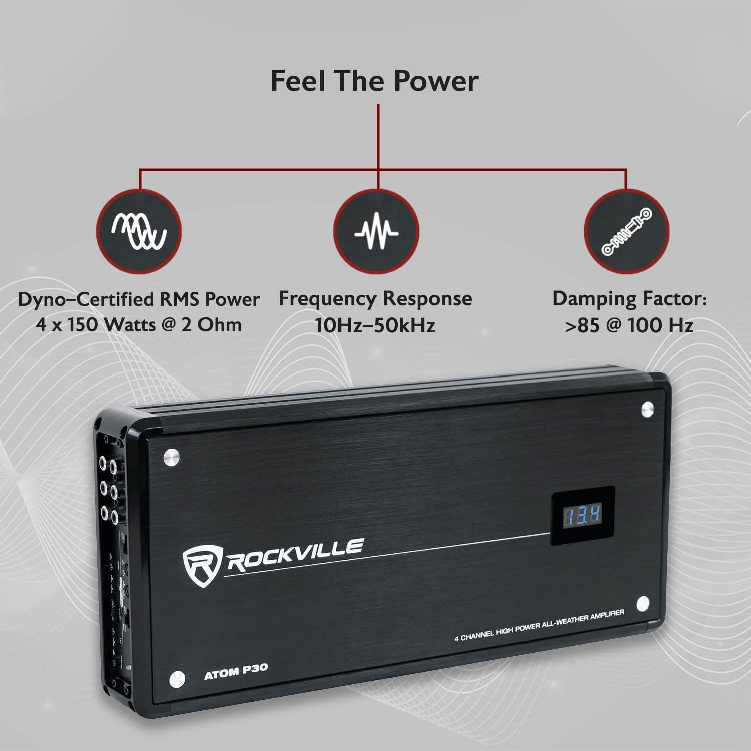 Amplificador Marino Rockville ATOM P30 2400W 4 Canales