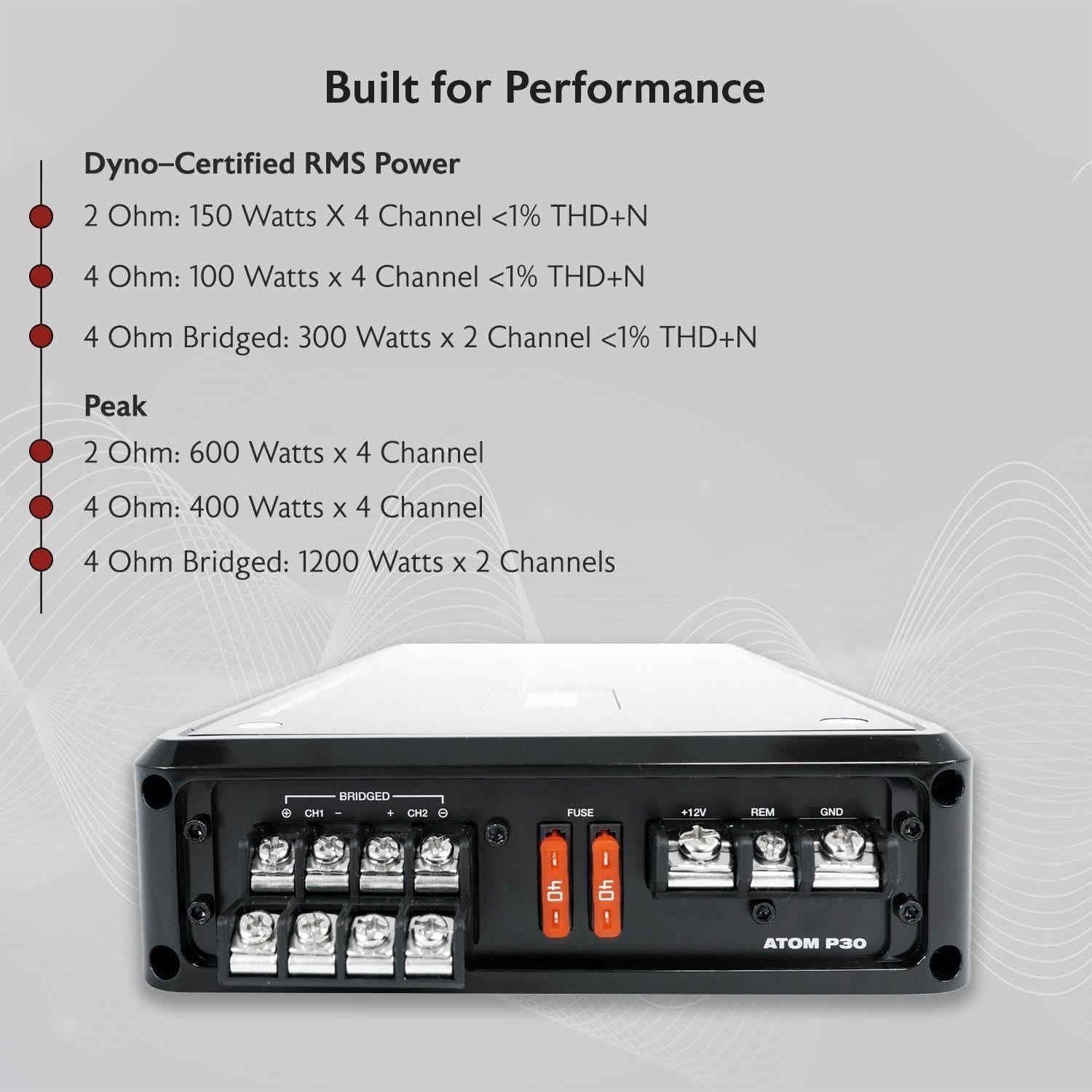 Amplificador Marino Rockville ATOM P30 2400W 4 Canales