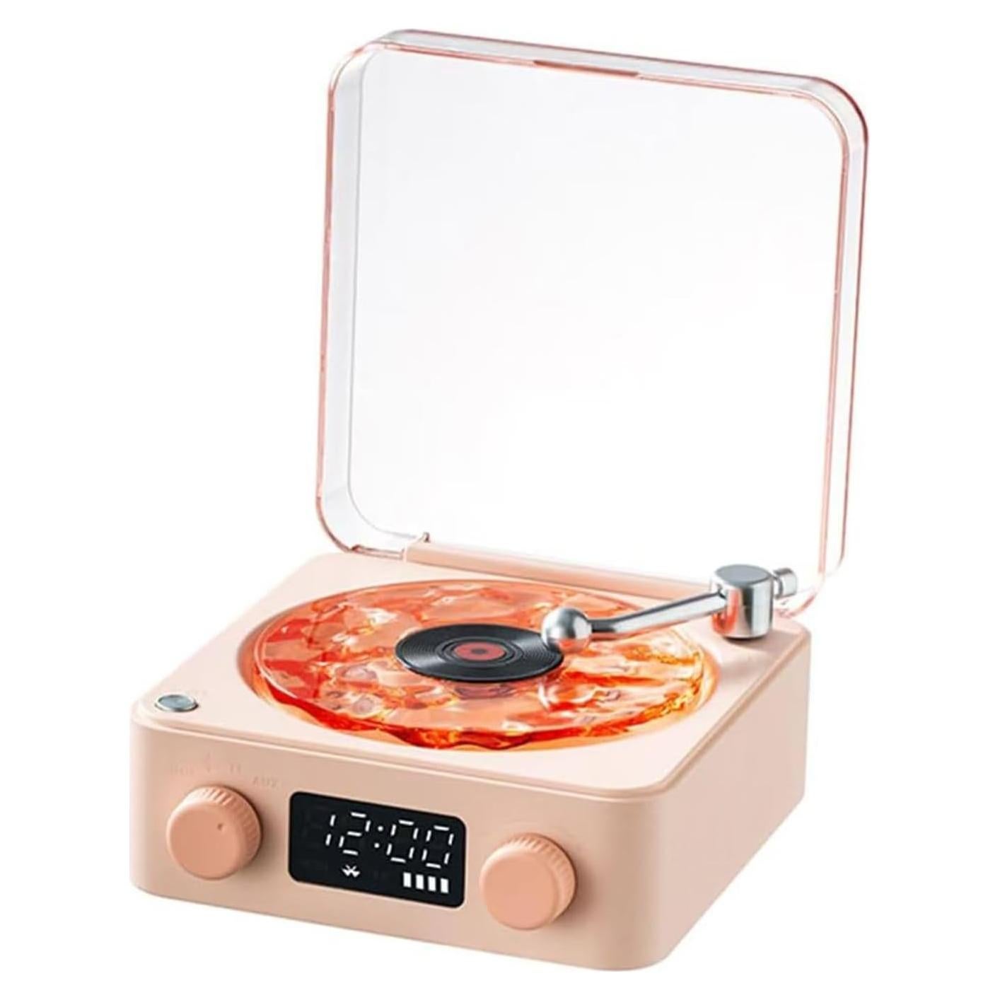 Reproductor de Vinilo Bluetooth Waves Rosa con Luz Ajustable