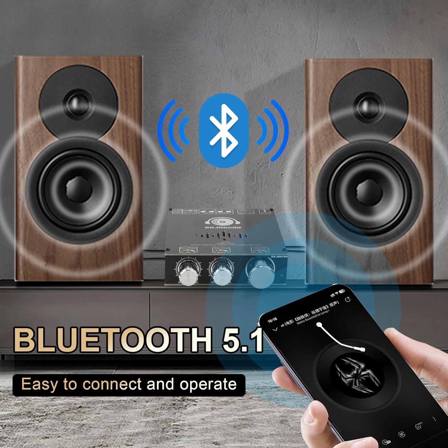 Placa Amplificadora DAMGOO T160HS 320W Bluetooth 5.1 AUX