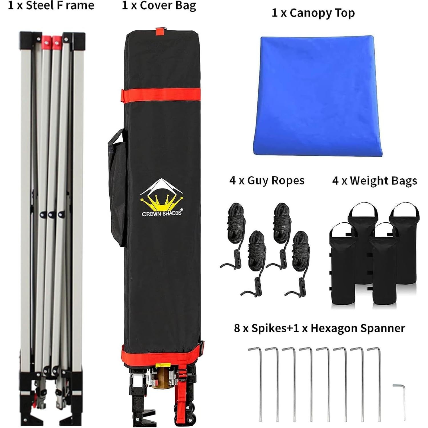 Carpa Plegable CROWN SHADES 3x3m Azul con Protección UV
