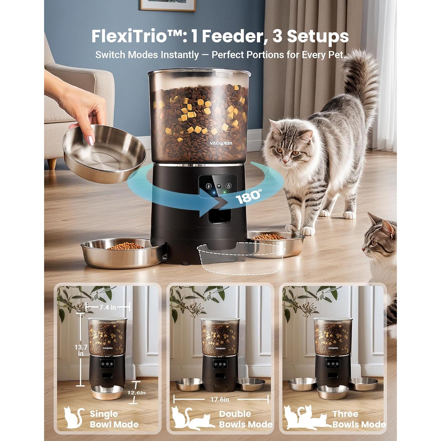 Comedero Automático Vacqueen 6L para Gatos y Perros Pequeños