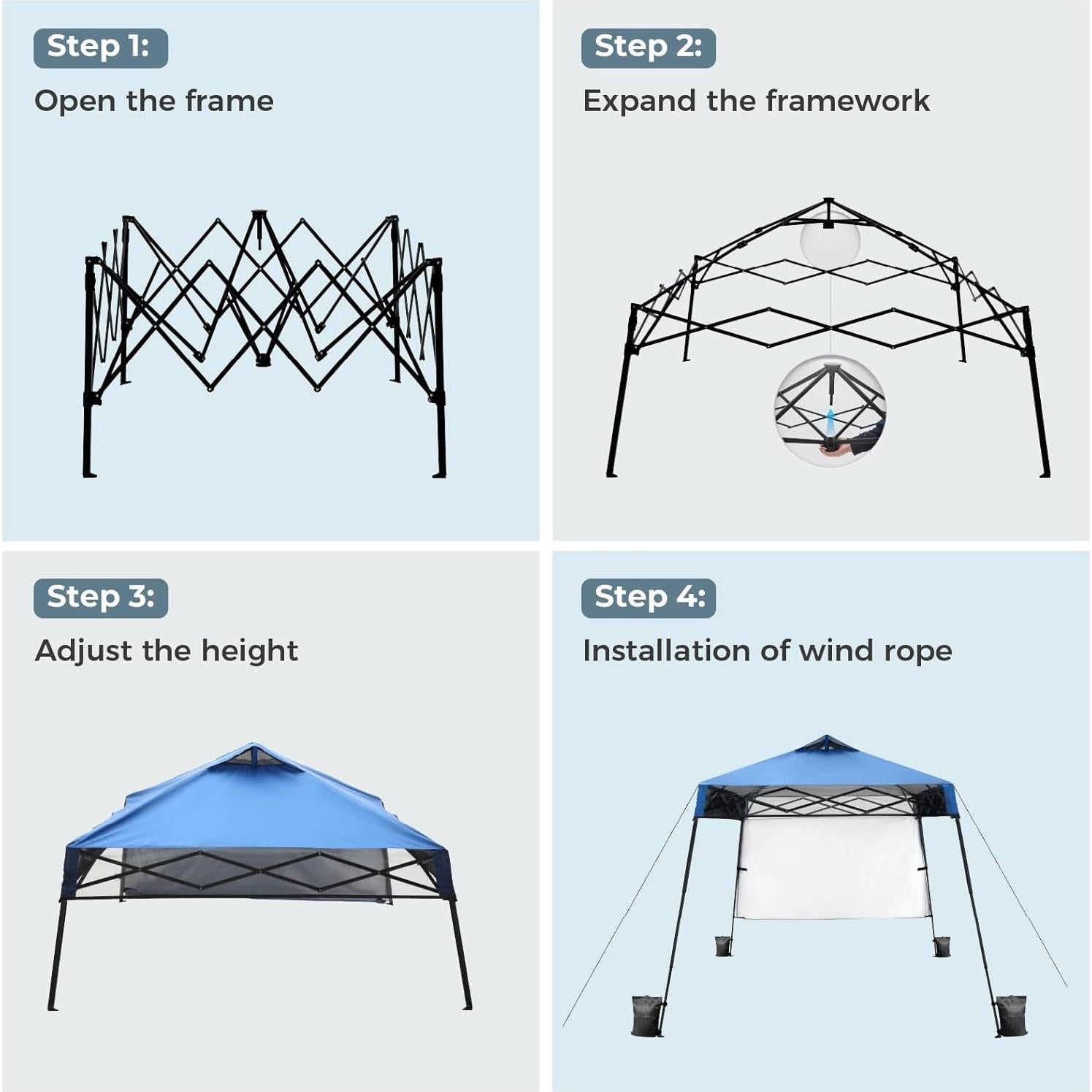 Carpa Plegable GREEN PARTY 2,44x2,44 m con Techo Ventilado