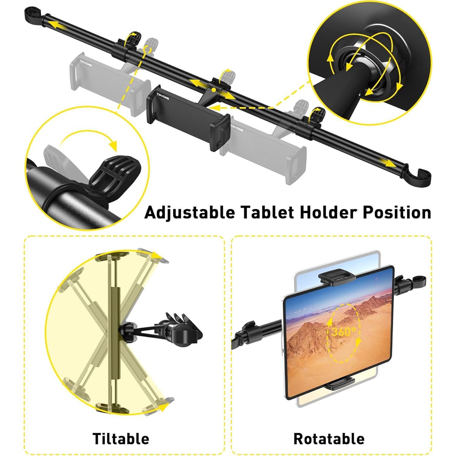 Soporte para Tableta de Coche Tryone Ajustable 4.7-12.9"