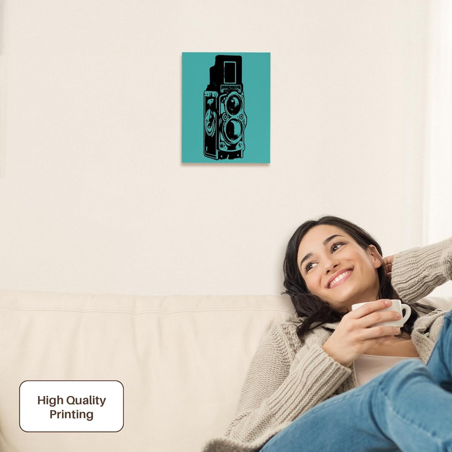 Lienzo 3dRose Cámara Vintage TLR 20.32x25.4 cm Premium