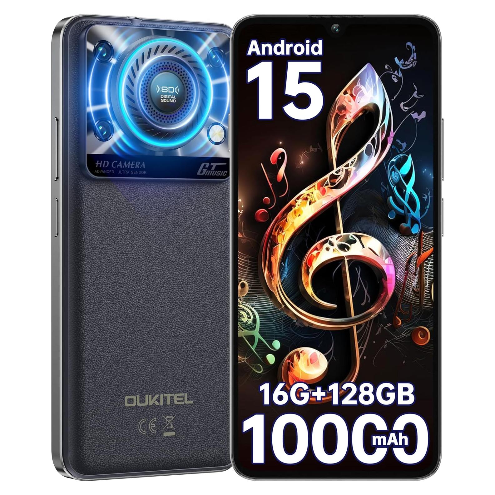 OUKITEL C60 Smartphone Android 15, 10000mAh, 16GB RAM, 128GB