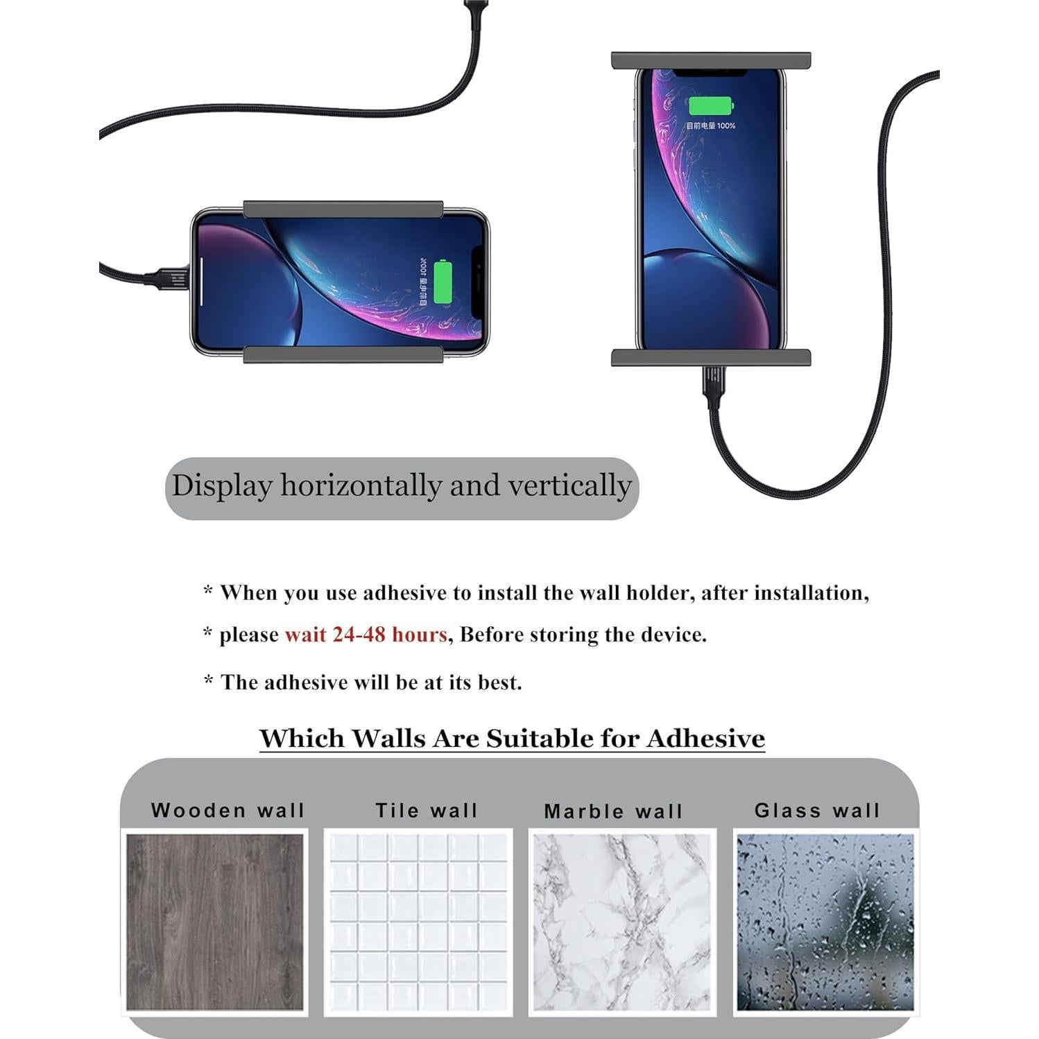 Soporte de Pared Universal para Tabletas y Teléfonos - Negro