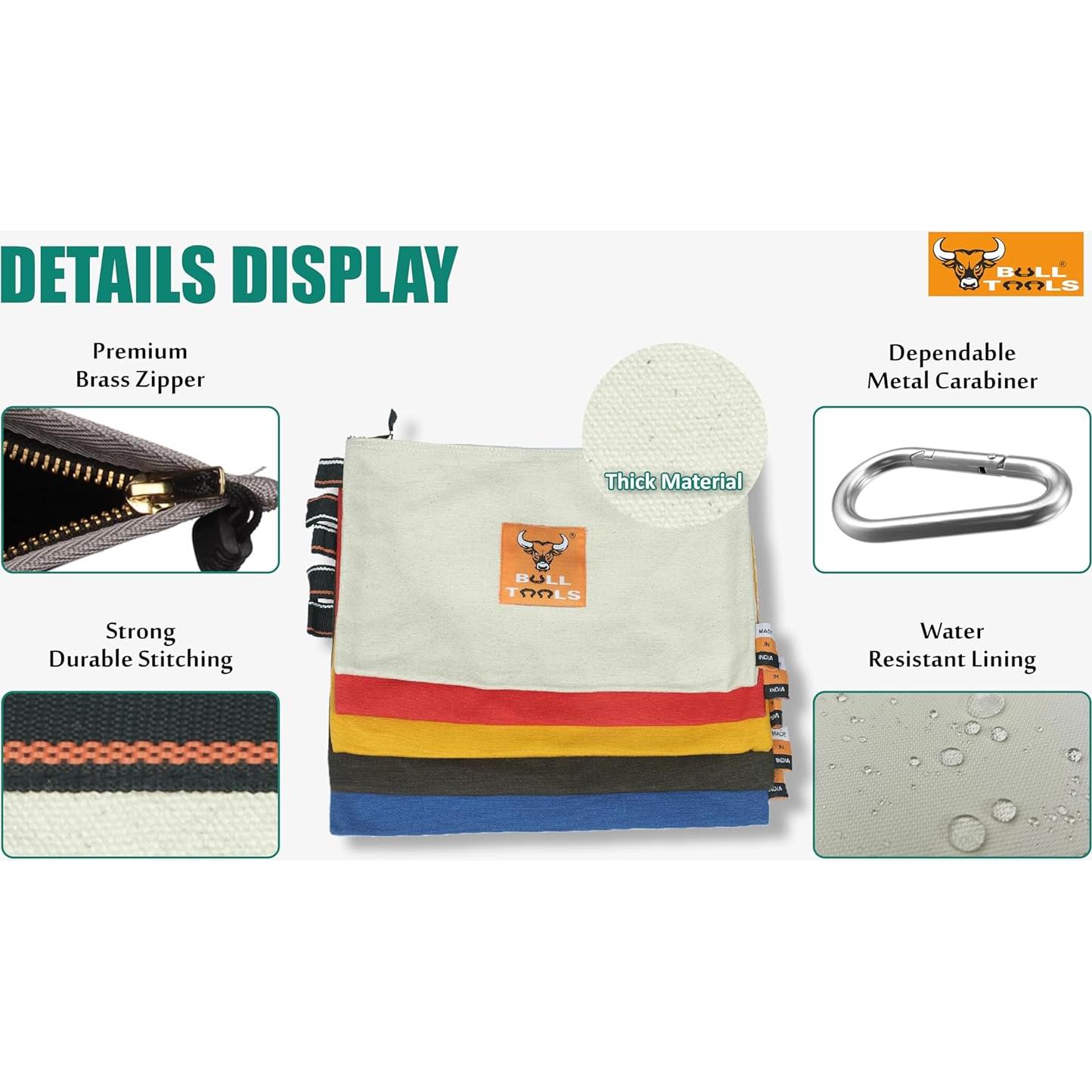 Bolsa de Herramientas BULL TOOLS 100% Lona Algodón 5 Pzas