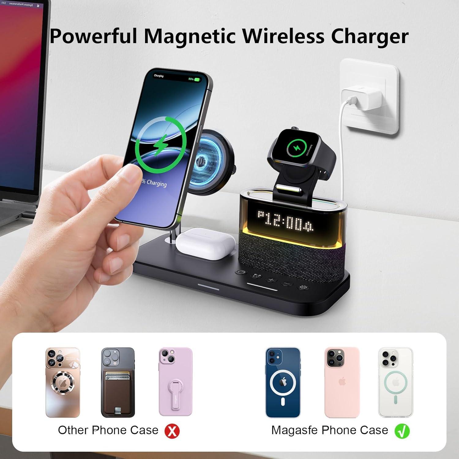 Estación de Carga Inalámbrica 5 en 1 BLKE con Reloj