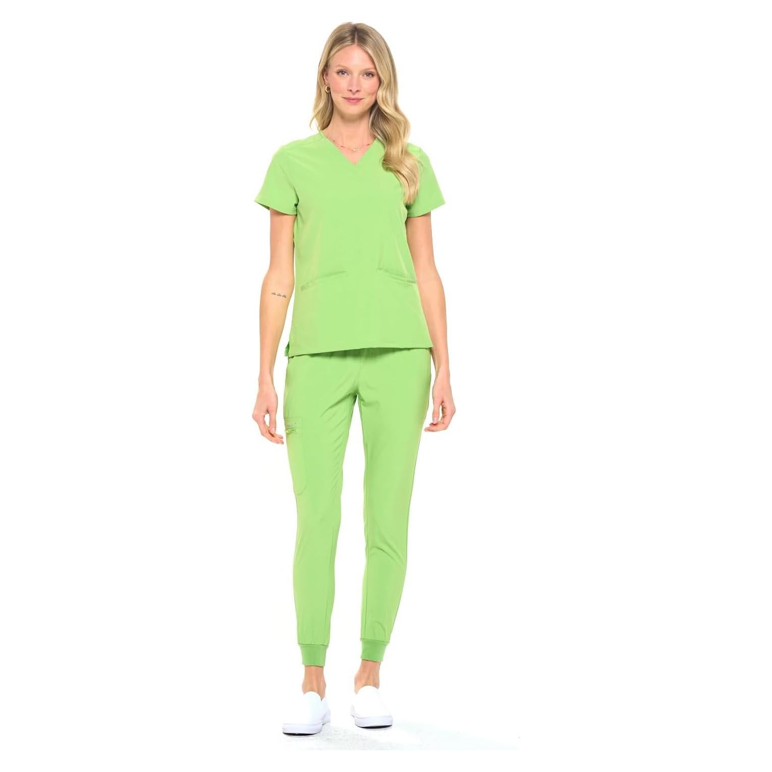 Conjunto de Uniforme Médico Dagacci® Unisex - Scrub con Cuello en V y Pantalón Jogger 8 Bolsillos