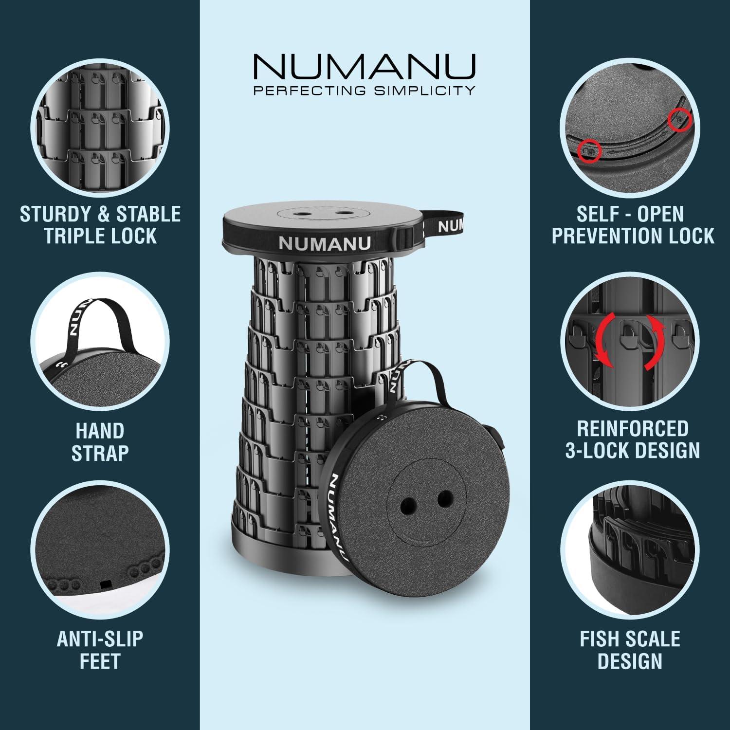 Taburete Plegable NUMANU 2025 Ajustable 620kg Portátil