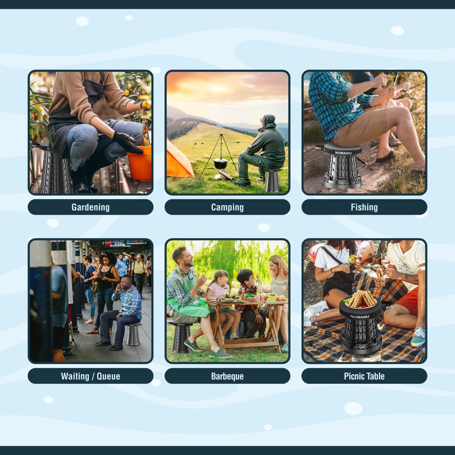 Taburete Plegable NUMANU 2025 Ajustable 620kg Portátil