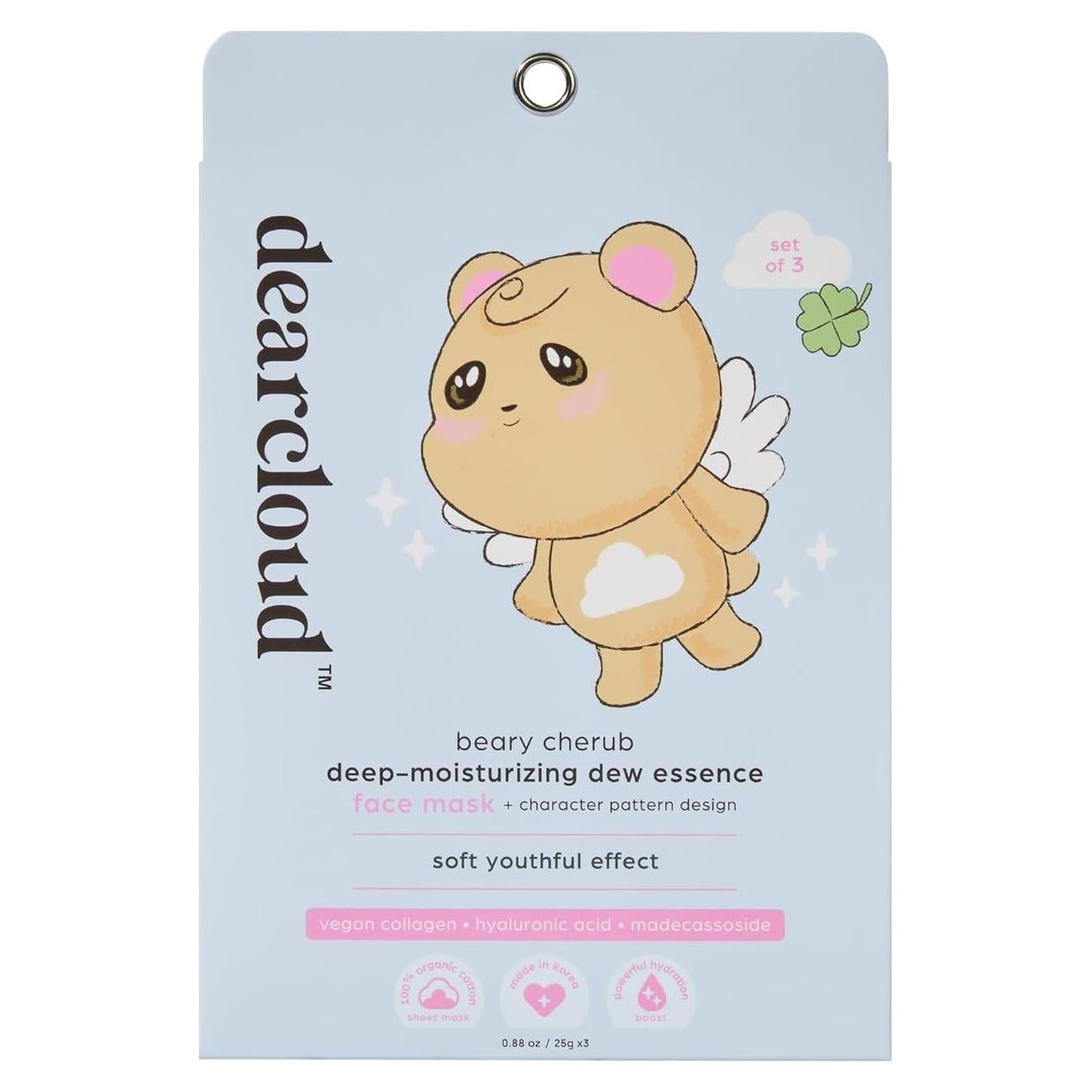 Máscara Facial Hidratante Beary Cherub Dearcloud - 3 Paquetes