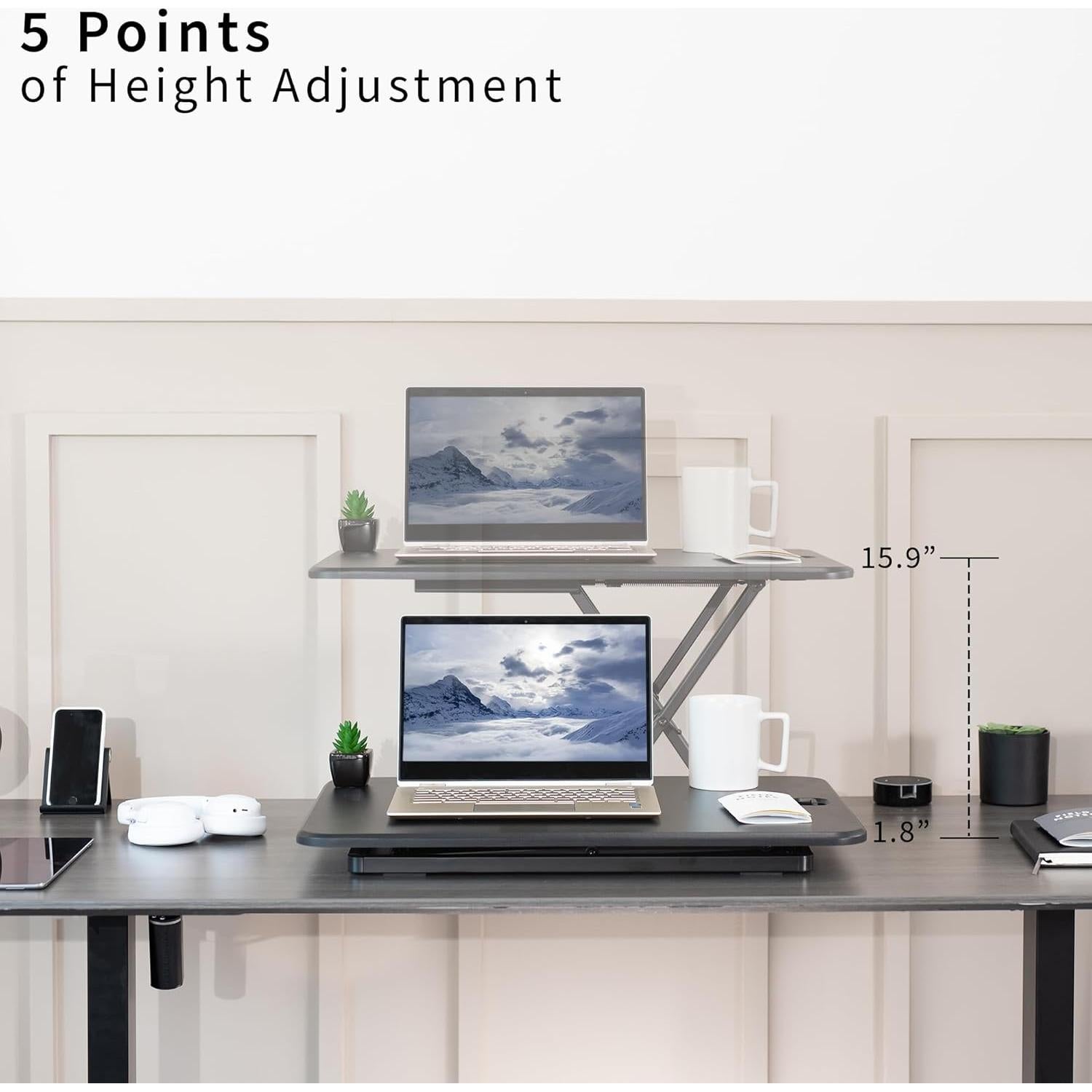 Escritorio Elevador Ajustable VIVO DESK-V001J Negro 67 cm