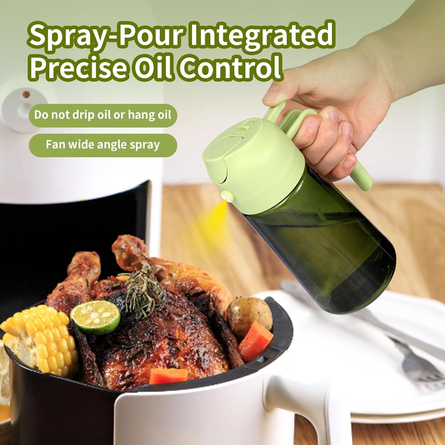 Botella Spray de Aceite de Oliva 470ml Verde - Dispensador 2 en 1